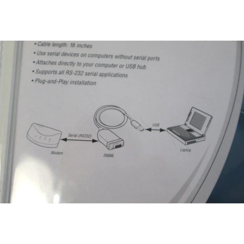 Cables To Go USB to Serial Adapter DB9 RS232 Converter Model 26886 Plug and Play